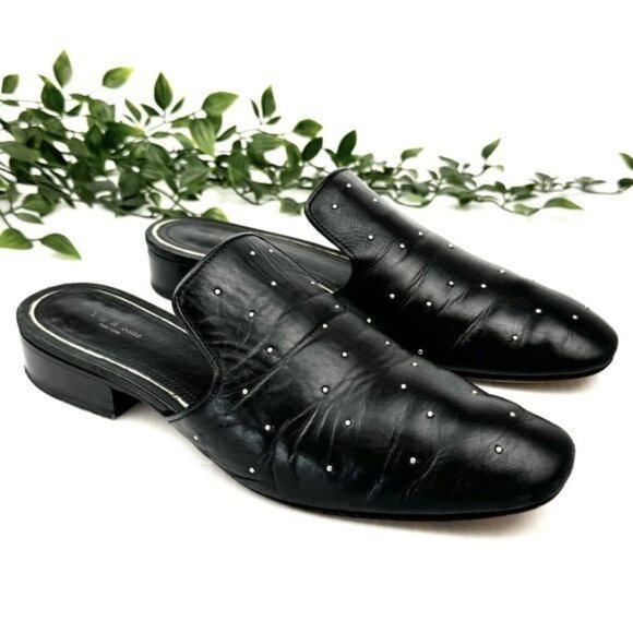 RAG & BONE Luis Studded Leather Mules Slides Black 7.5